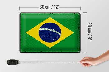 Signe en étain drapeau du Brésil 30x20cm, drapeau rétro du Brésil 4