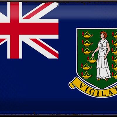 Targa in metallo Bandiera Isole Vergini Britanniche 30x20 cm Retro
