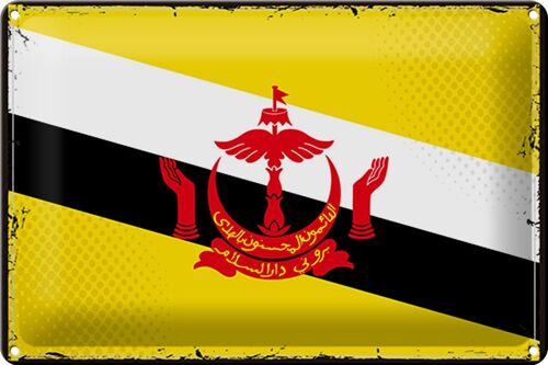 Blechschild Flagge Brunei 30x20cm Retro Flag of Brunei