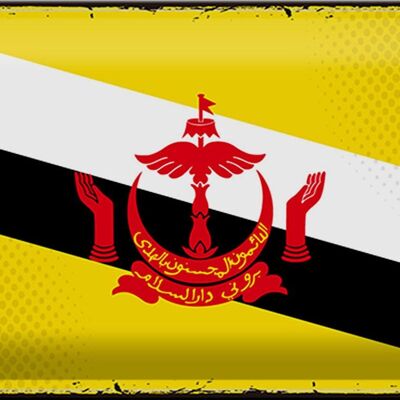 Blechschild Flagge Brunei 30x20cm Retro Flag of Brunei