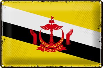 Drapeau en étain du Brunei, 30x20cm, drapeau rétro du Brunei 1