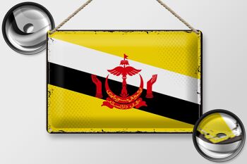 Drapeau en étain du Brunei, 30x20cm, drapeau rétro du Brunei 2
