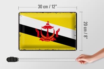 Drapeau en étain du Brunei, 30x20cm, drapeau rétro du Brunei 4