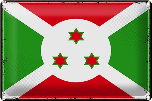 Blechschild Flagge Burundi 30x20cm Retro Flag of Burundi