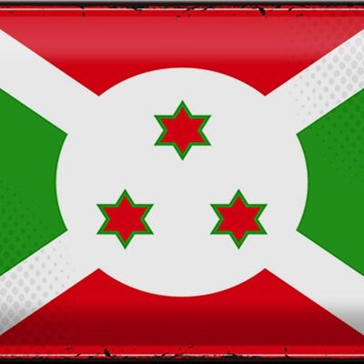 Signe en étain drapeau du Burundi 30x20cm drapeau rétro du Burundi