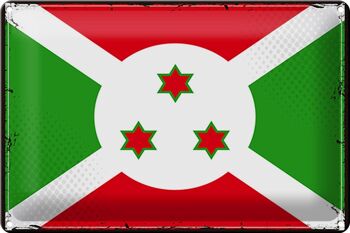 Signe en étain drapeau du Burundi 30x20cm drapeau rétro du Burundi 1