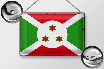 Signe en étain drapeau du Burundi 30x20cm drapeau rétro du Burundi 2