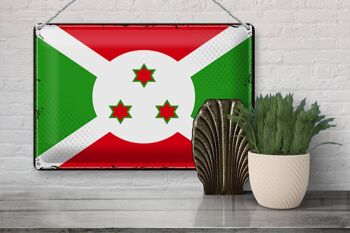 Signe en étain drapeau du Burundi 30x20cm drapeau rétro du Burundi 3