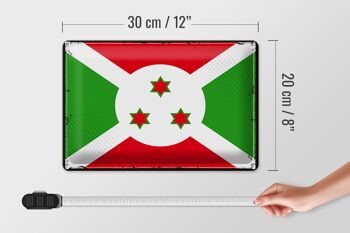 Signe en étain drapeau du Burundi 30x20cm drapeau rétro du Burundi 4