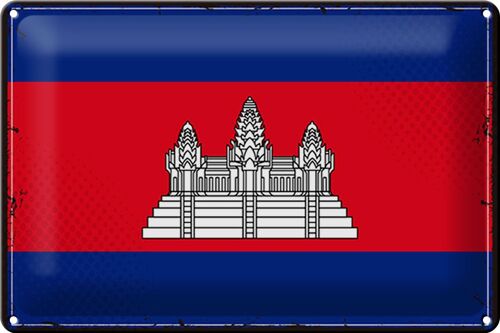 Blechschild Flagge Kambodscha 30x20cm Retro Flag Cambodia