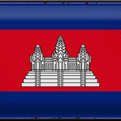 Cartel de chapa Bandera de Camboya, 30x20cm, bandera Retro de Camboya