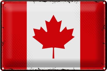 Signe en étain drapeau du Canada 30x20cm, drapeau rétro du Canada 1