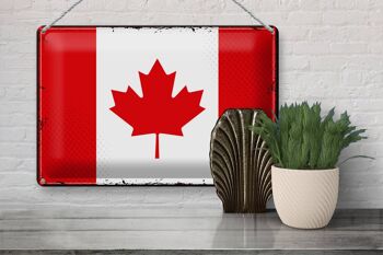 Signe en étain drapeau du Canada 30x20cm, drapeau rétro du Canada 3