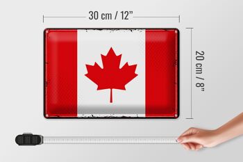 Signe en étain drapeau du Canada 30x20cm, drapeau rétro du Canada 4