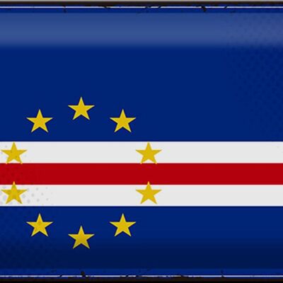 Drapeau en étain du Cap-Vert, 30x20cm, drapeau rétro du Cap-Vert