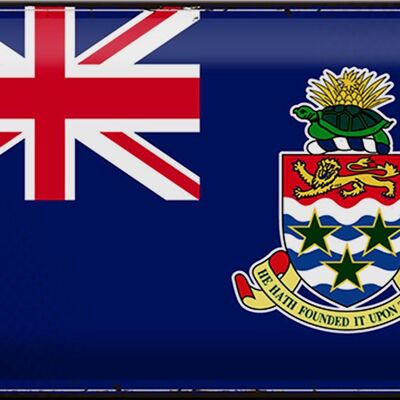 Cartel de chapa con bandera de las Islas Caimán, bandera Retro de 30x20cm