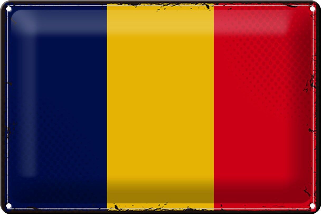 Tin sign flag of Chad 30x20cm Retro Flag of Chad