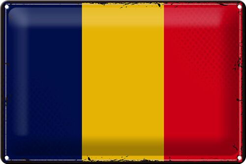 Blechschild Flagge Tschad 30x20cm Retro Flag of Chad