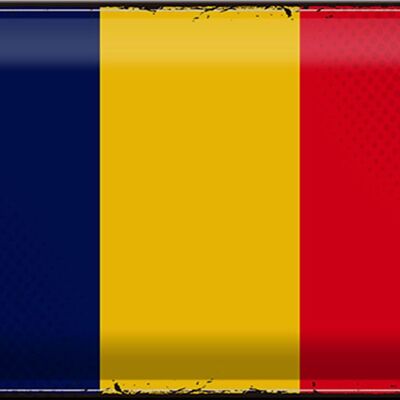 Signe en étain drapeau du tchad, 30x20cm, drapeau rétro du tchad