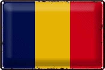Signe en étain drapeau du tchad, 30x20cm, drapeau rétro du tchad 1