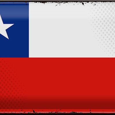 Targa in metallo Bandiera Cile 30x20 cm Bandiera retrò del Cile