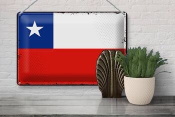Drapeau en étain du Chili, 30x20cm, drapeau rétro du Chili 3
