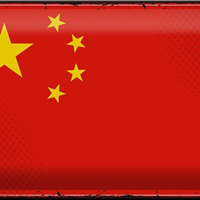 Targa in metallo Bandiera Cina 30x20 cm Bandiera retrò della Cina