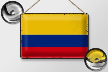 Signe en étain 30x20cm, drapeau colombien rétro, Bandera colombie 2