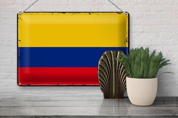 Signe en étain 30x20cm, drapeau colombien rétro, Bandera colombie 3
