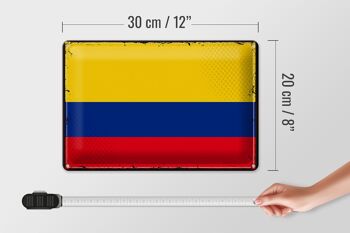 Signe en étain 30x20cm, drapeau colombien rétro, Bandera colombie 4