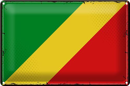 Blechschild Flagge Kongo 30x20cm Retro Flag of the Congo
