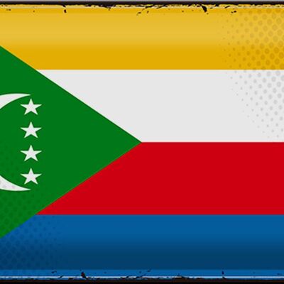 Signe en étain drapeau Comores 30x20cm drapeau rétro Comores