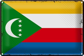 Signe en étain drapeau Comores 30x20cm drapeau rétro Comores 1