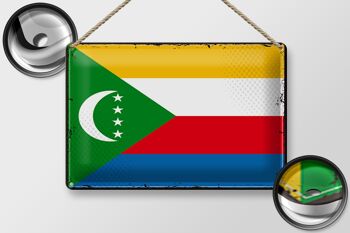 Signe en étain drapeau Comores 30x20cm drapeau rétro Comores 2
