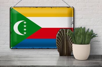 Signe en étain drapeau Comores 30x20cm drapeau rétro Comores 3