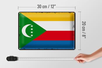 Signe en étain drapeau Comores 30x20cm drapeau rétro Comores 4