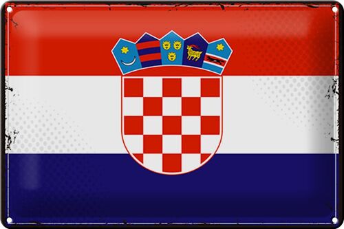 Blechschild Flagge Kroatien 30x20cm Retro Flag of Croatia