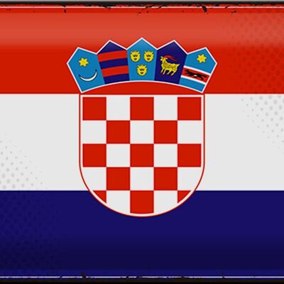 Cartel de chapa Bandera de Croacia 30x20cm Bandera Retro de Croacia