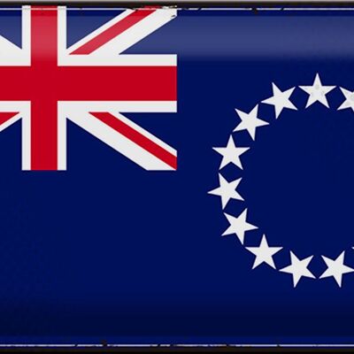 Cartel de chapa con bandera de las Islas Cook, 30x20cm, Retro, Islas Cook