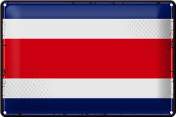 Signe en étain drapeau Costa Rica 30x20cm rétro Costa Rica 1