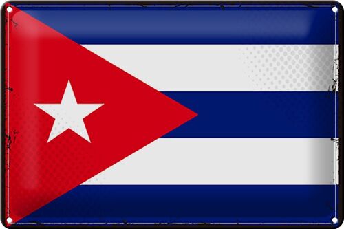 Blechschild Flagge Kuba 30x20cm Retro Flag of Cuba