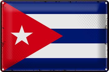 Signe en étain drapeau de Cuba 30x20cm, drapeau rétro de Cuba 1