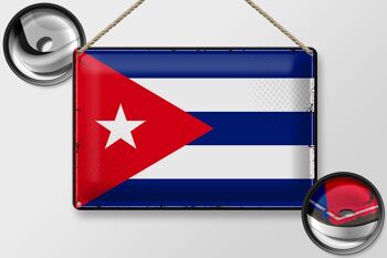 Signe en étain drapeau de Cuba 30x20cm, drapeau rétro de Cuba 2