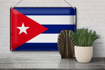 Signe en étain drapeau de Cuba 30x20cm, drapeau rétro de Cuba 3