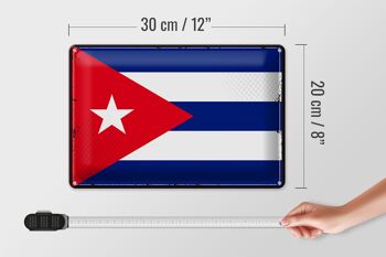 Signe en étain drapeau de Cuba 30x20cm, drapeau rétro de Cuba 4