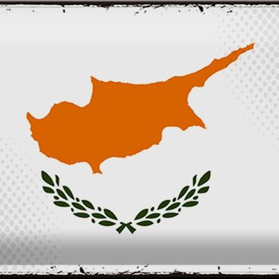 Targa in metallo Bandiera di Cipro 30x20 cm Bandiera retrò di Cipro