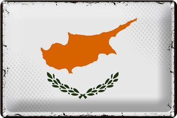 Signe en étain drapeau de Chypre 30x20cm, drapeau rétro de Chypre 1