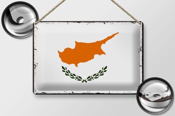 Signe en étain drapeau de Chypre 30x20cm, drapeau rétro de Chypre 2