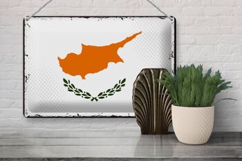 Signe en étain drapeau de Chypre 30x20cm, drapeau rétro de Chypre 3