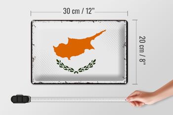 Signe en étain drapeau de Chypre 30x20cm, drapeau rétro de Chypre 4